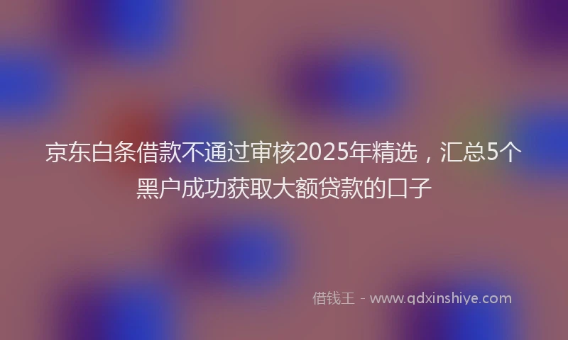 京东白条借款不通过审核2025年精选，汇总5个黑户成功获取大额贷款的口子