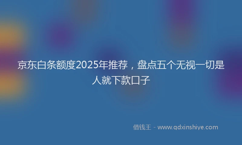 京东白条额度2025年推荐，盘点五个无视一切是人就下款口子