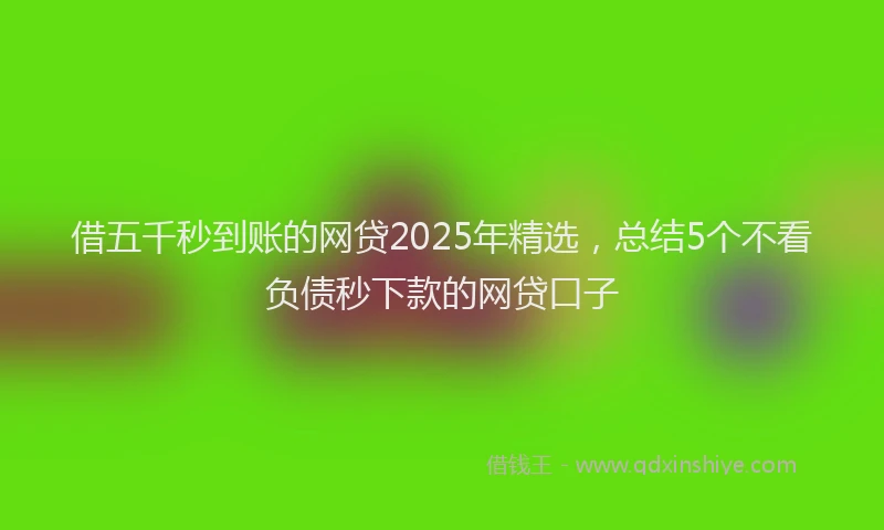 借五千秒到账的网贷2025年精选，总结5个不看负债秒下款的网贷口子