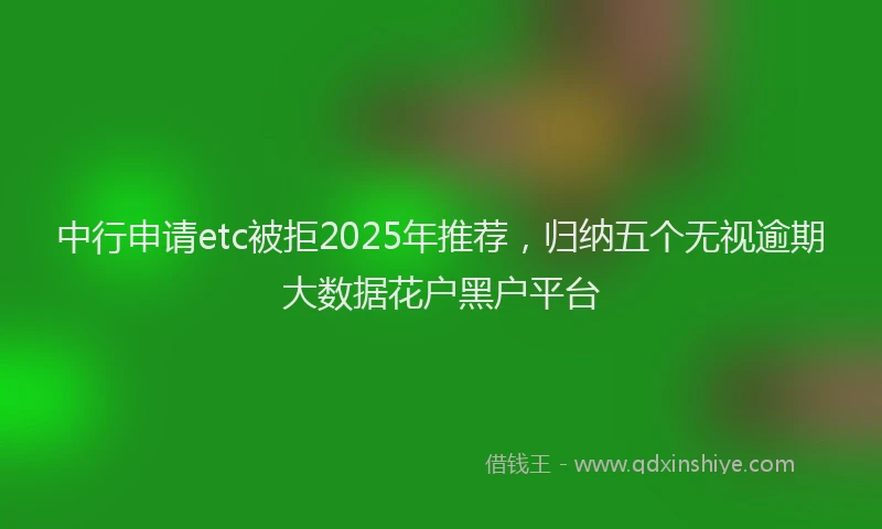 中行申请etc被拒2025年推荐，归纳五个无视逾期大数据花户黑户平台