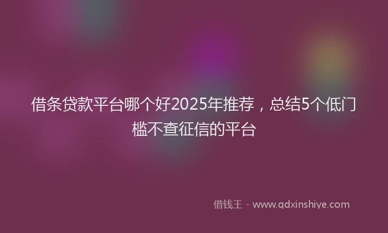 借条贷款平台哪个好2025年推荐，总结5个低门槛不查征信的平台