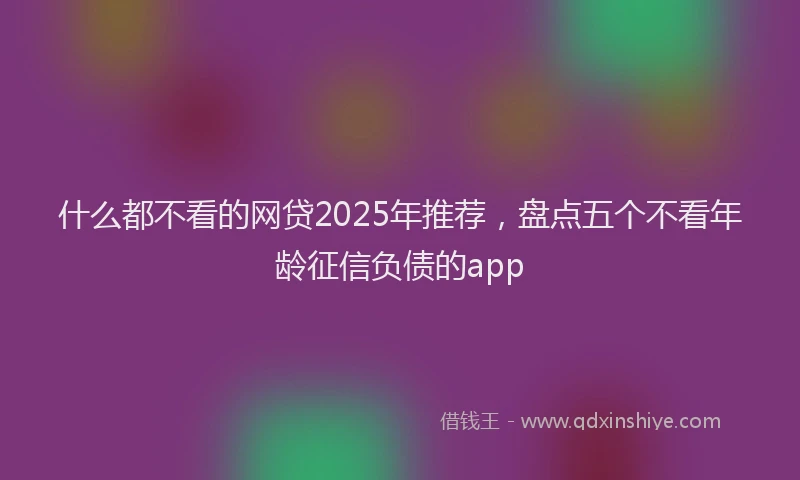什么都不看的网贷2025年推荐，盘点五个不看年龄征信负债的app
