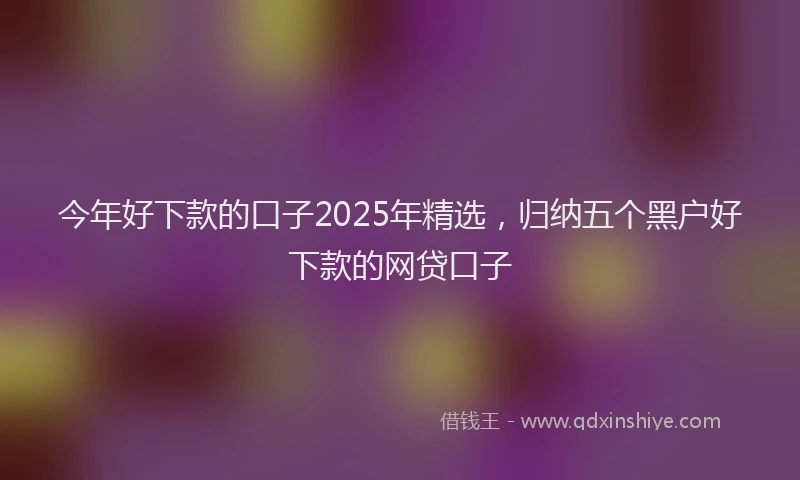 今年好下款的口子2025年精选，归纳五个黑户好下款的网贷口子