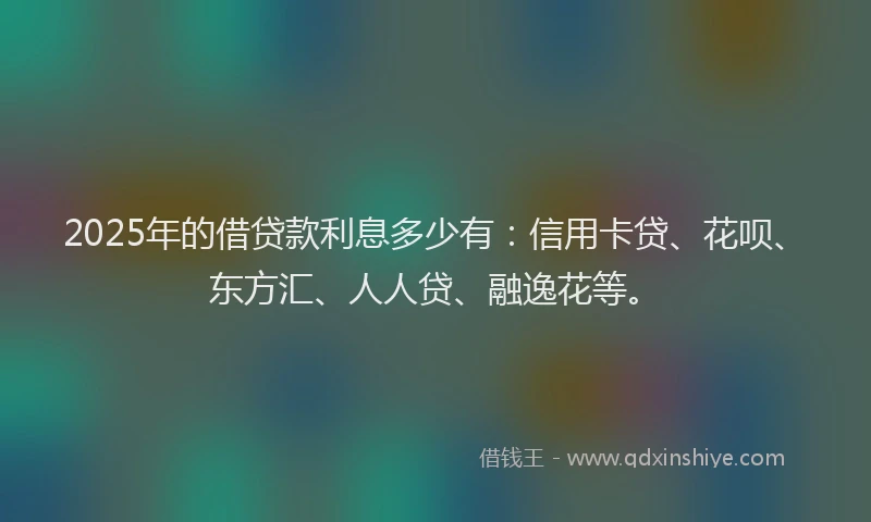 2025年的借贷款利息多少有：信用卡贷、花呗、东方汇、人人贷、融逸花等。