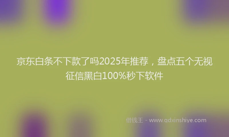 京东白条不下款了吗2025年推荐，盘点五个无视征信黑白100%秒下软件