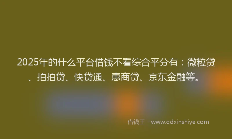 2025年的什么平台借钱不看综合平分有：微粒贷、拍拍贷、快贷通、惠商贷、京东金融等。