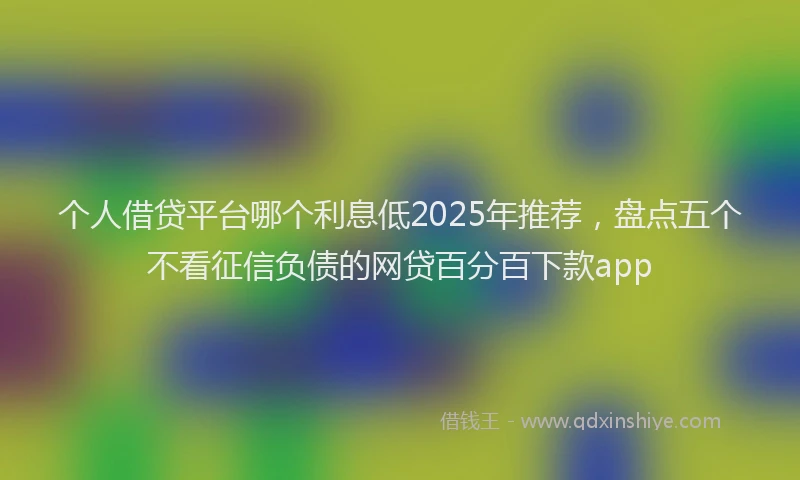 个人借贷平台哪个利息低2025年推荐，盘点五个不看征信负债的网贷百分百下款app