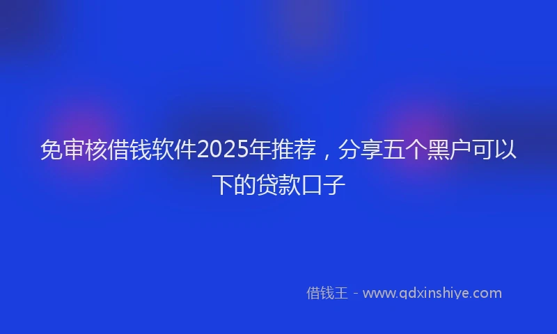 免审核借钱软件2025年推荐，分享五个黑户可以下的贷款口子