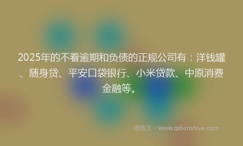 2025年的不看逾期和负债的正规公司有：洋钱罐、随身贷、平安口袋银行、小米贷款、中原消费金融等。