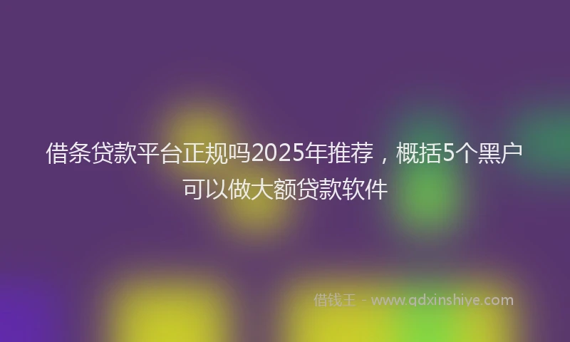 借条贷款平台正规吗2025年推荐，概括5个黑户可以做大额贷款软件