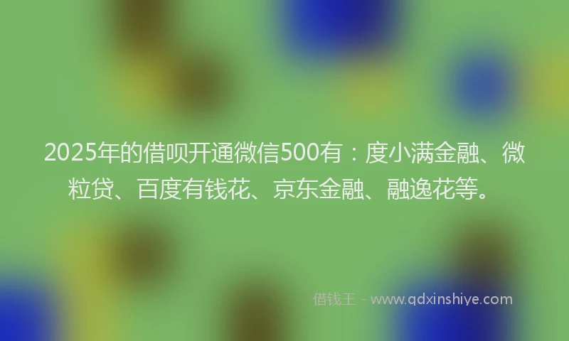 2025年的借呗开通微信500有：度小满金融、微粒贷、百度有钱花、京东金融、融逸花等。