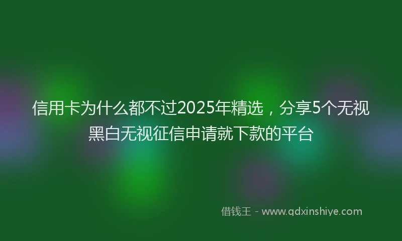 信用卡为什么都不过2025年精选，分享5个无视黑白无视征信申请就下款的平台