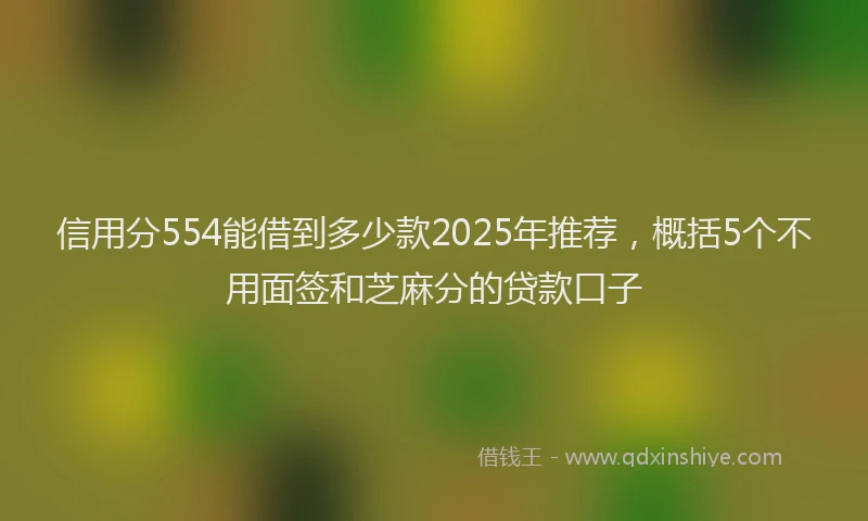 信用分554能借到多少款2025年推荐，概括5个不用面签和芝麻分的贷款口子
