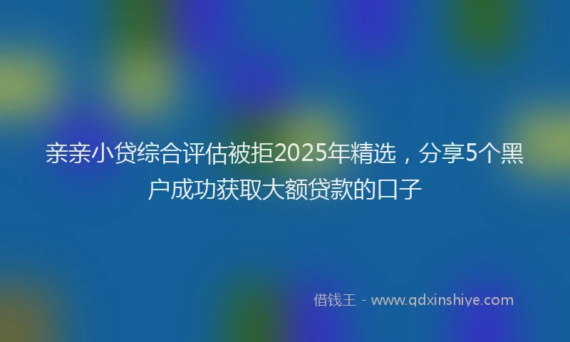 亲亲小贷综合评估被拒2025年精选，分享5个黑户成功获取大额贷款的口子
