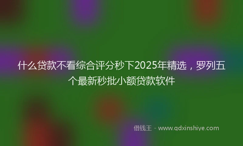 什么贷款不看综合评分秒下2025年精选，罗列五个最新秒批小额贷款软件