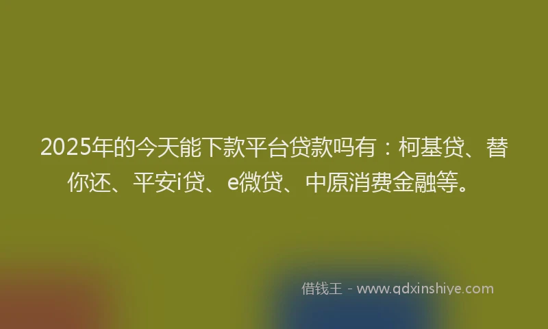 2025年的今天能下款平台贷款吗有：柯基贷、替你还、平安i贷、e微贷、中原消费金融等。