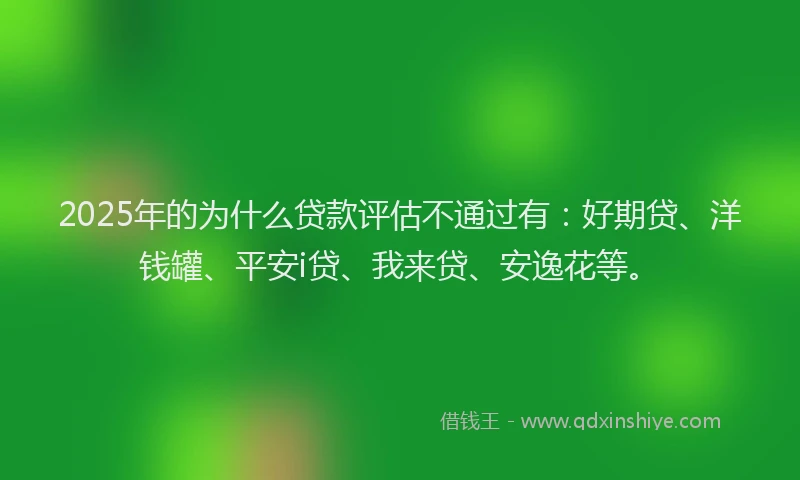 2025年的为什么贷款评估不通过有：好期贷、洋钱罐、平安i贷、我来贷、安逸花等。
