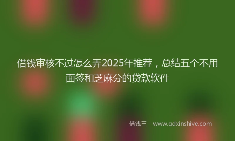 借钱审核不过怎么弄2025年推荐，总结五个不用面签和芝麻分的贷款软件