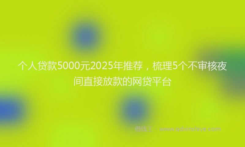 个人贷款5000元2025年推荐，梳理5个不审核夜间直接放款的网贷平台