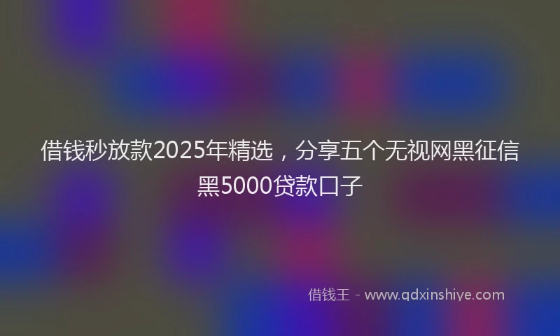 借钱秒放款2025年精选，分享五个无视网黑征信黑5000贷款口子