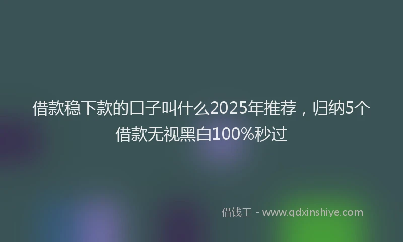 借款稳下款的口子叫什么2025年推荐，归纳5个借款无视黑白100%秒过