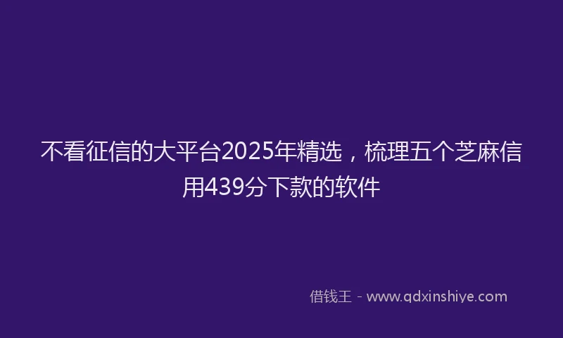 不看征信的大平台2025年精选，梳理五个芝麻信用439分下款的软件