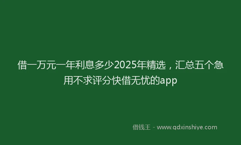 借一万元一年利息多少2025年精选，汇总五个急用不求评分快借无忧的app