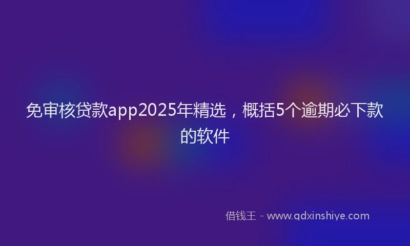 免审核贷款app2025年精选，概括5个逾期必下款的软件