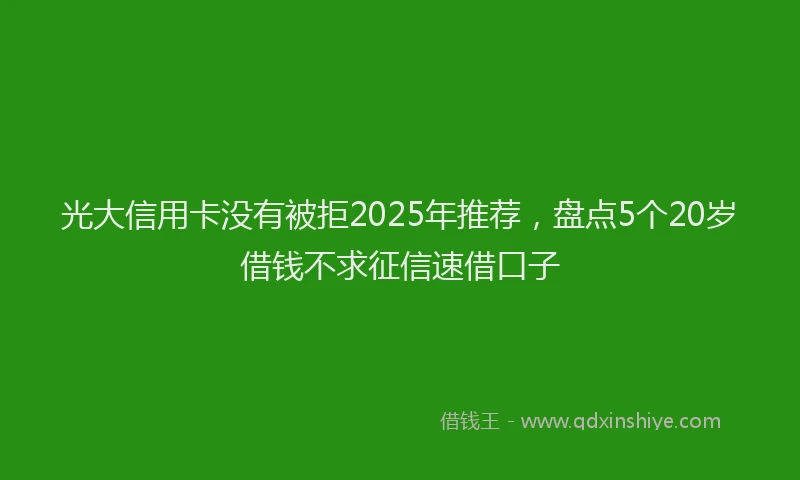 光大信用卡没有被拒2025年推荐，盘点5个20岁借钱不求征信速借口子