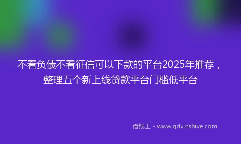 不看负债不看征信可以下款的平台2025年推荐，整理五个新上线贷款平台门槛低平台