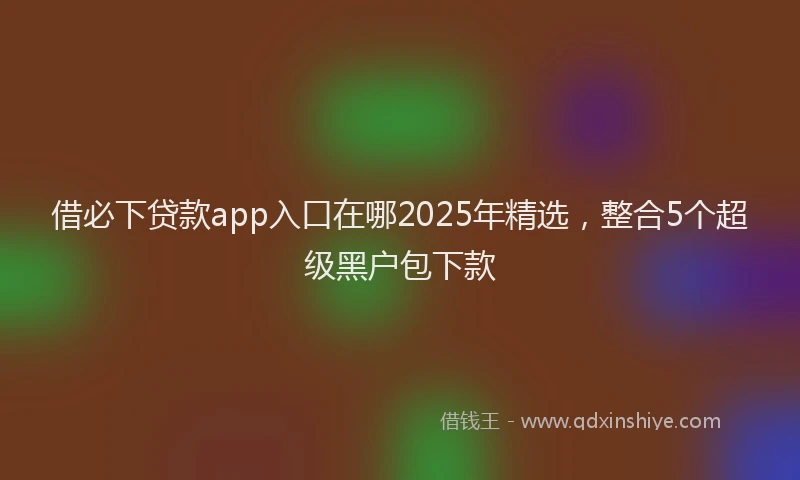 借必下贷款app入口在哪2025年精选，整合5个超级黑户包下款