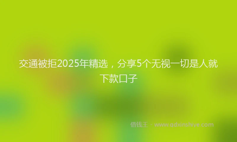 交通被拒2025年精选，分享5个无视一切是人就下款口子