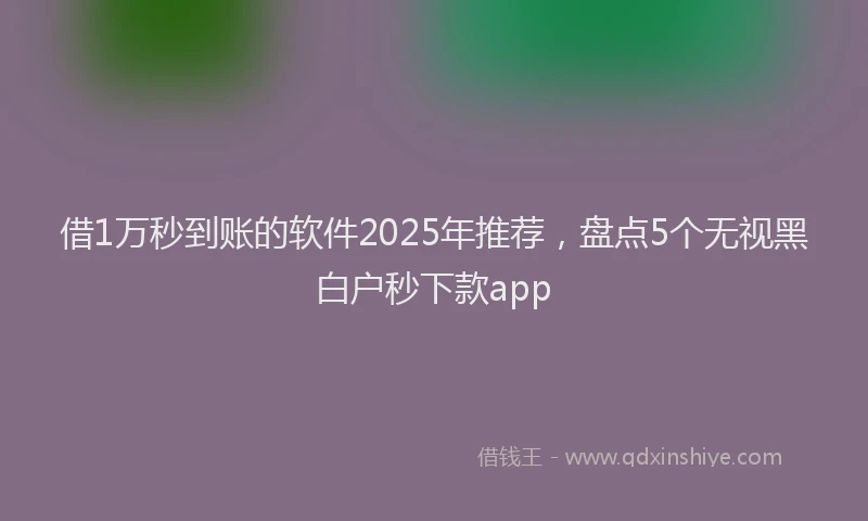 借1万秒到账的软件2025年推荐，盘点5个无视黑白户秒下款app