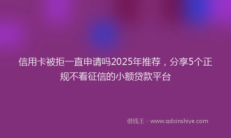 信用卡被拒一直申请吗2025年推荐，分享5个正规不看征信的小额贷款平台