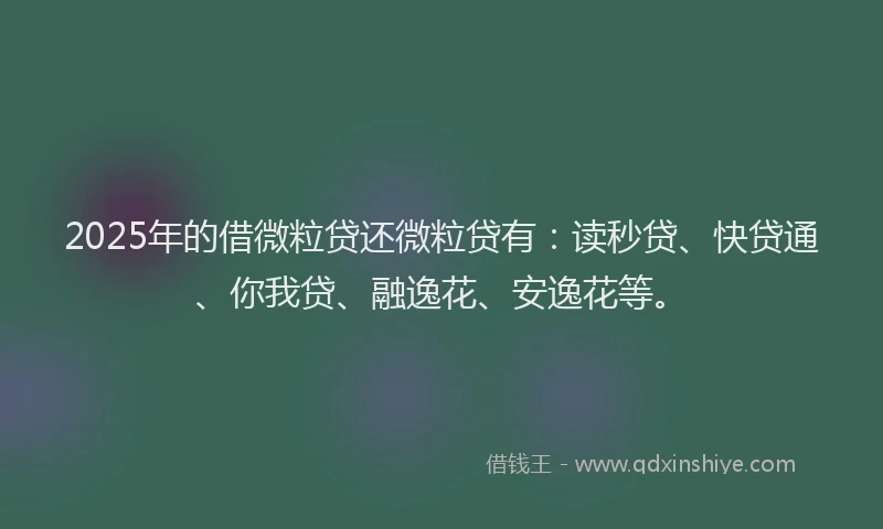 2025年的借微粒贷还微粒贷有：读秒贷、快贷通、你我贷、融逸花、安逸花等。