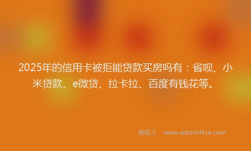 2025年的信用卡被拒能贷款买房吗有：省呗、小米贷款、e微贷、拉卡拉、百度有钱花等。