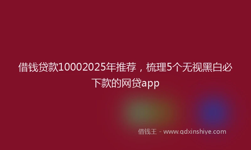 借钱贷款10002025年推荐，梳理5个无视黑白必下款的网贷app