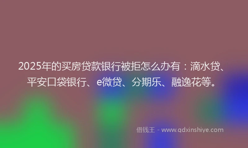 2025年的买房贷款银行被拒怎么办有：滴水贷、平安口袋银行、e微贷、分期乐、融逸花等。