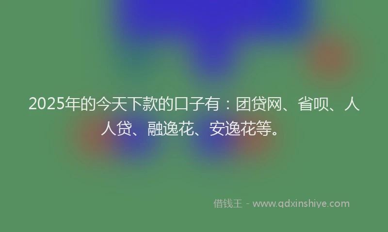 2025年的今天下款的口子有：团贷网、省呗、人人贷、融逸花、安逸花等。