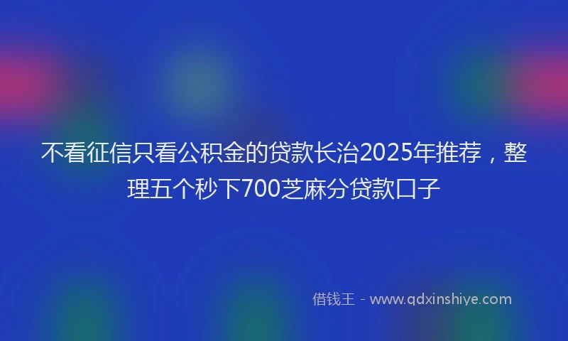 不看征信只看公积金的贷款长治2025年推荐，整理五个秒下700芝麻分贷款口子
