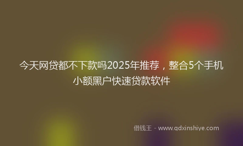 今天网贷都不下款吗2025年推荐，整合5个手机小额黑户快速贷款软件