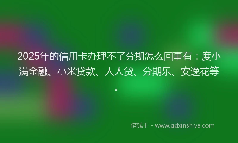 2025年的信用卡办理不了分期怎么回事有：度小满金融、小米贷款、人人贷、分期乐、安逸花等。