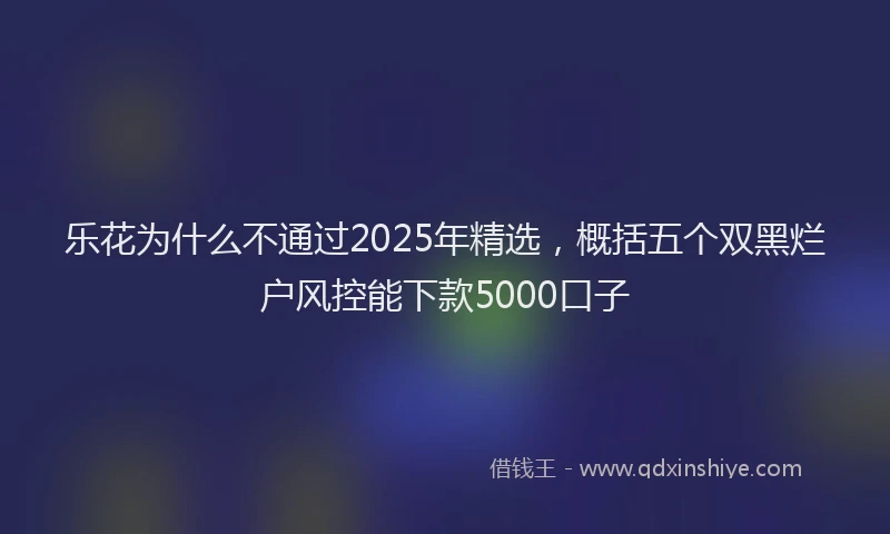 乐花为什么不通过2025年精选，概括五个双黑烂户风控能下款5000口子