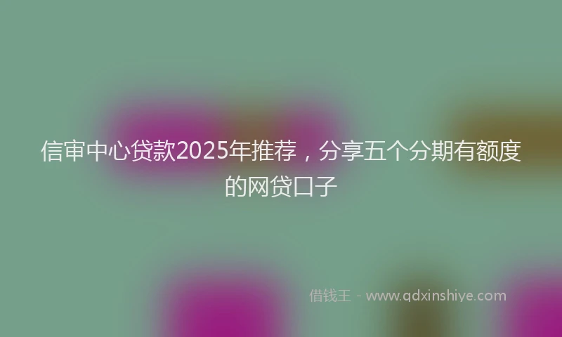 信审中心贷款2025年推荐，分享五个分期有额度的网贷口子