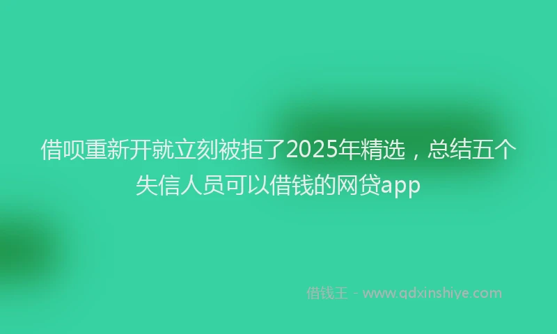 借呗重新开就立刻被拒了2025年精选，总结五个失信人员可以借钱的网贷app