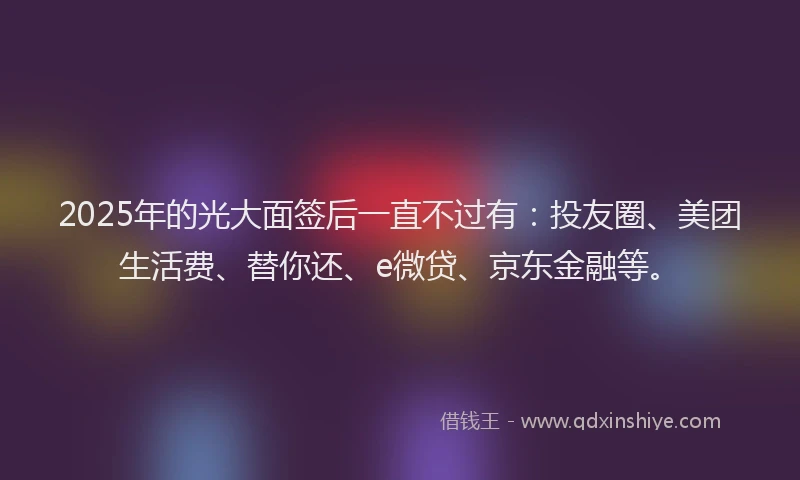 2025年的光大面签后一直不过有：投友圈、美团生活费、替你还、e微贷、京东金融等。