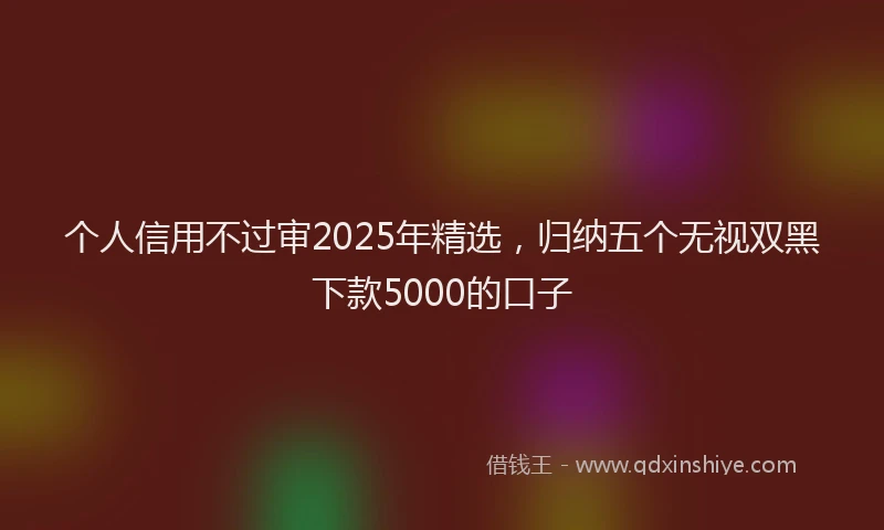 个人信用不过审2025年精选，归纳五个无视双黑下款5000的口子