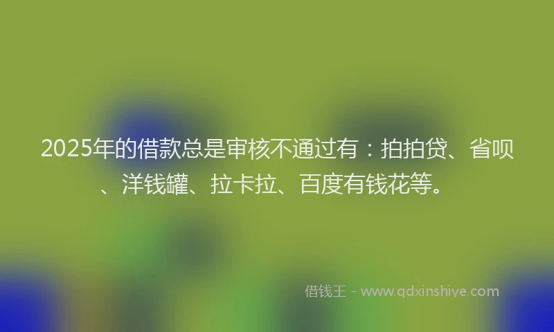 2025年的借款总是审核不通过有：拍拍贷、省呗、洋钱罐、拉卡拉、百度有钱花等。