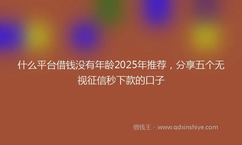 什么平台借钱没有年龄2025年推荐，分享五个无视征信秒下款的口子