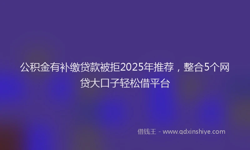 公积金有补缴贷款被拒2025年推荐，整合5个网贷大口子轻松借平台